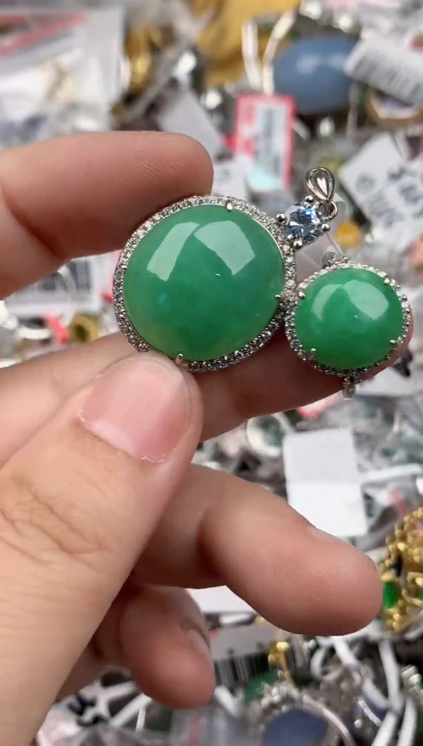 银S925镶嵌戒指翡翠888   4