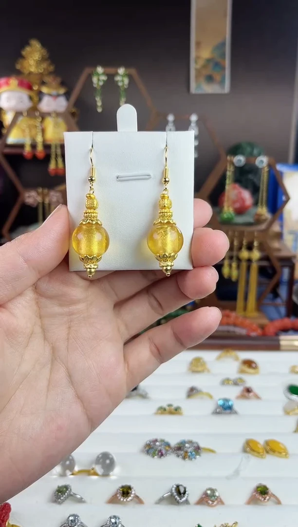 手工艺品琉璃，琉璃耳钩