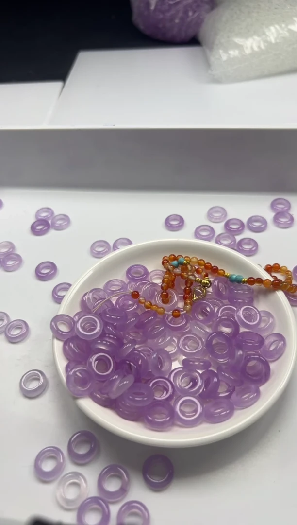 玛瑙/玉髓颈饰未镶嵌x1048冰紫跑环*3颗