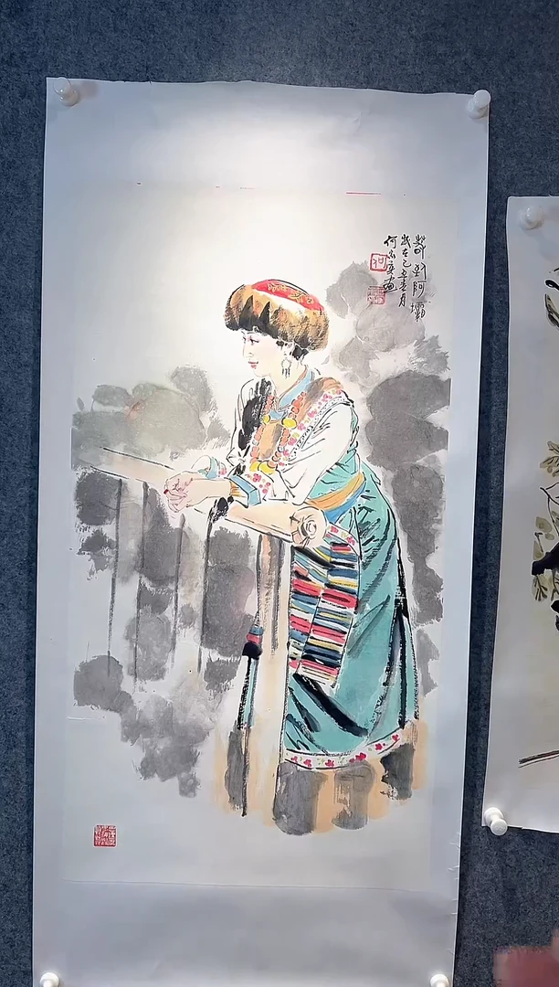 国画何老师人物作品