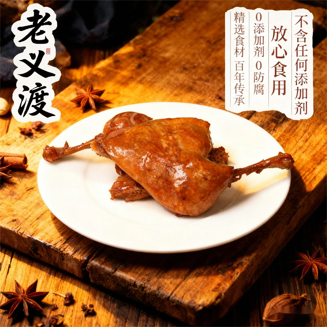 老义渡传统烟熏工艺 精品鸭边腿真空包装 开袋即食
