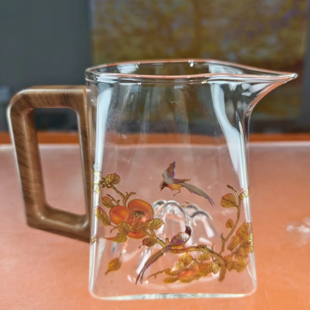 龙窑茶器  柿柿如意喜鹊公道杯-    6163    （直播）