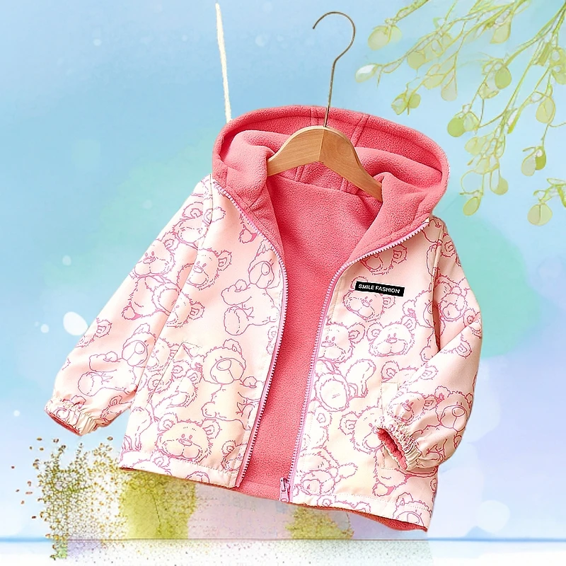 冲锋衣新时尚秋冬季装加绒小中大两面穿婴幼儿保暖男女童外套宝宝