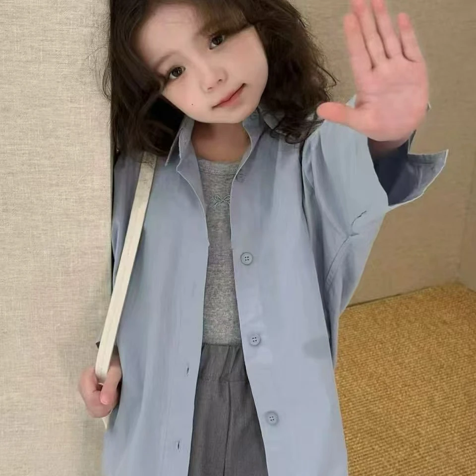 女童衬衫2025新款春秋夏季儿童女童衬衣宝宝洋气大童韩版百搭