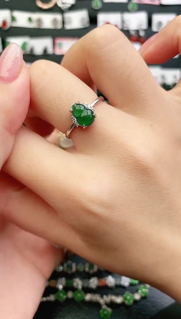 银S925镶嵌戒指翡翠0