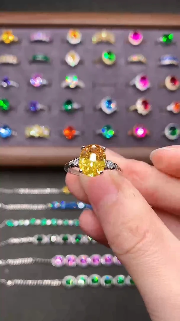 【闪购商品】彩色蓝宝石戒指银S925镶嵌.....