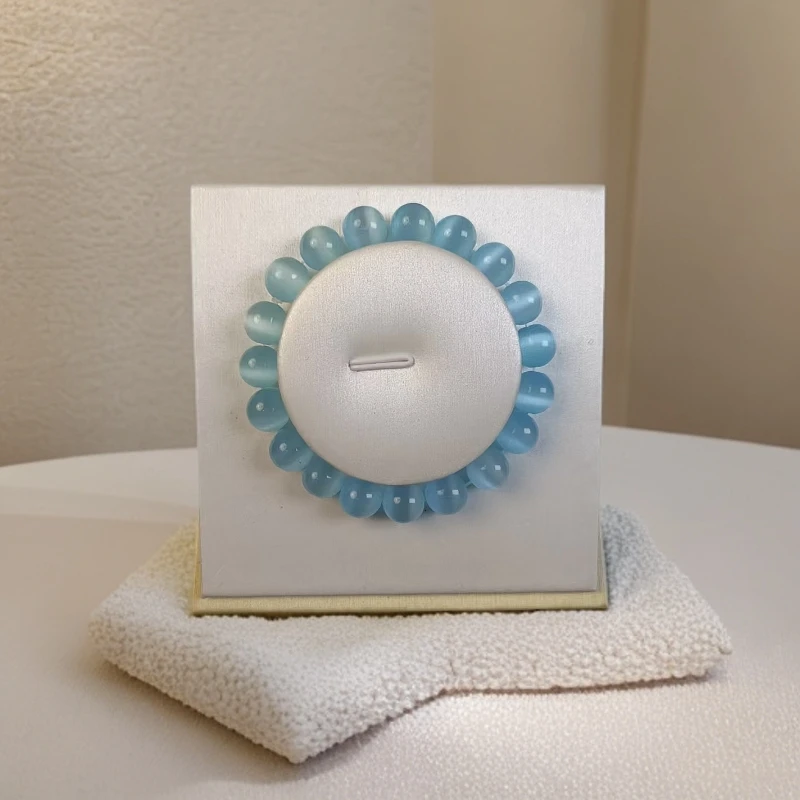 含辰砂工艺品10mm天空蓝猫眼素圈