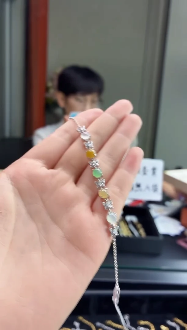 银S925镶嵌手链翡翠1111111