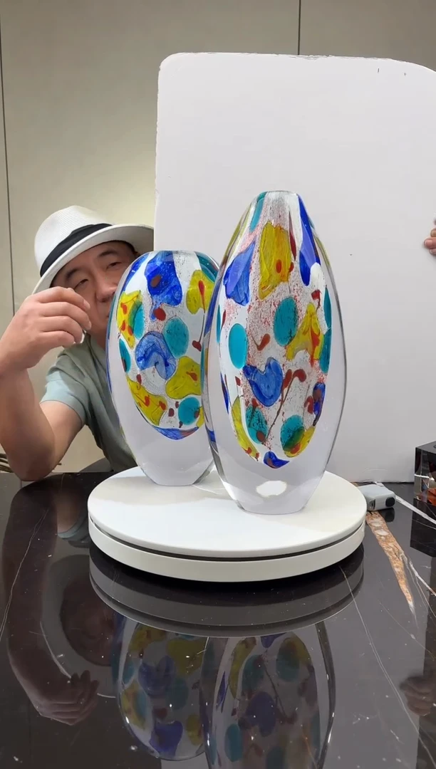 摆件花瓶时间的色彩大小一对