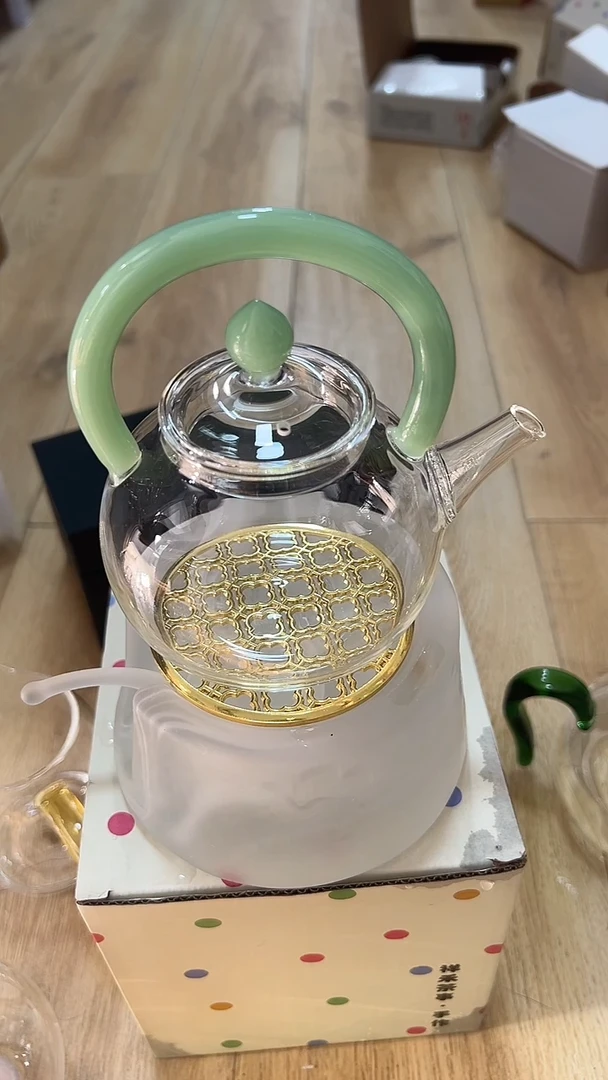 小圆壶绿色把手300容量