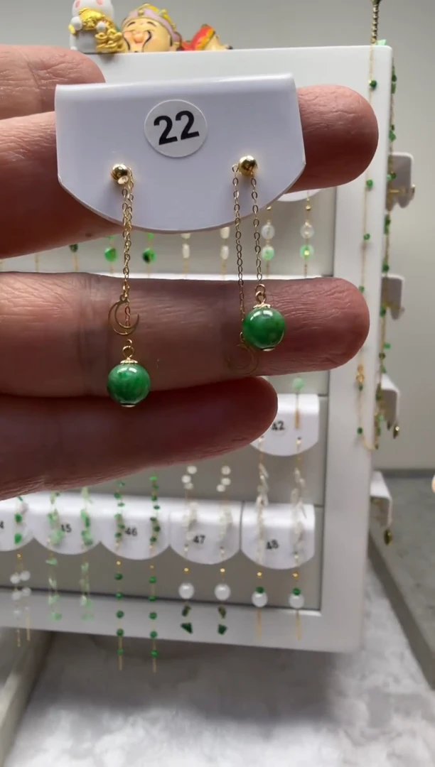 18K金镶嵌翡翠耳饰缅甸天然翡翠a货
