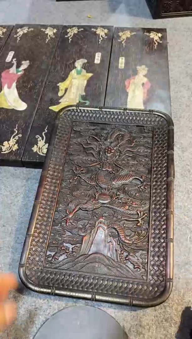 香榧木紫檀拆件雕刻板以直播间实物为准微瑕老物件
