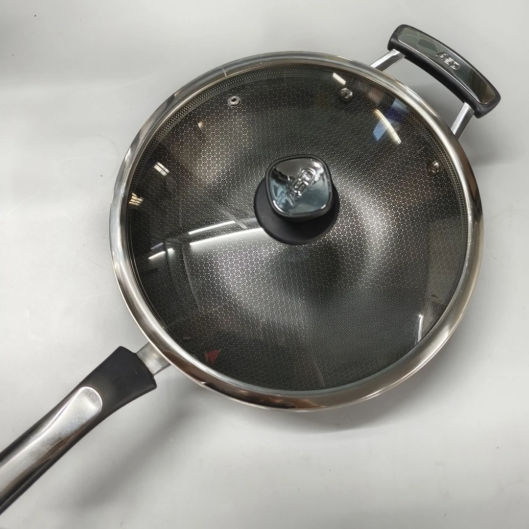 品牌30cm不锈钢蜂窝炒锅家用厨具（不挑灶具）有副耳-C款
