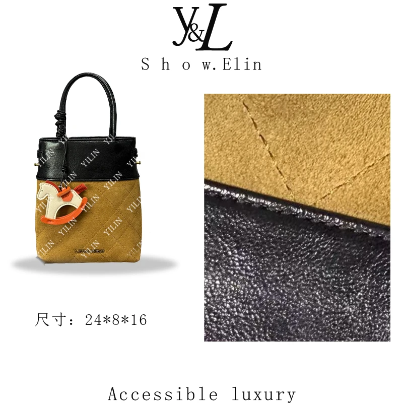 【依琳定制】女士潮流时尚经典气质手拎单肩包SD-50125-漫步巴黎棕