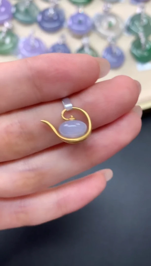 翡翠18K金镶嵌吊坠(不含链)Z395|多样性发货一件580