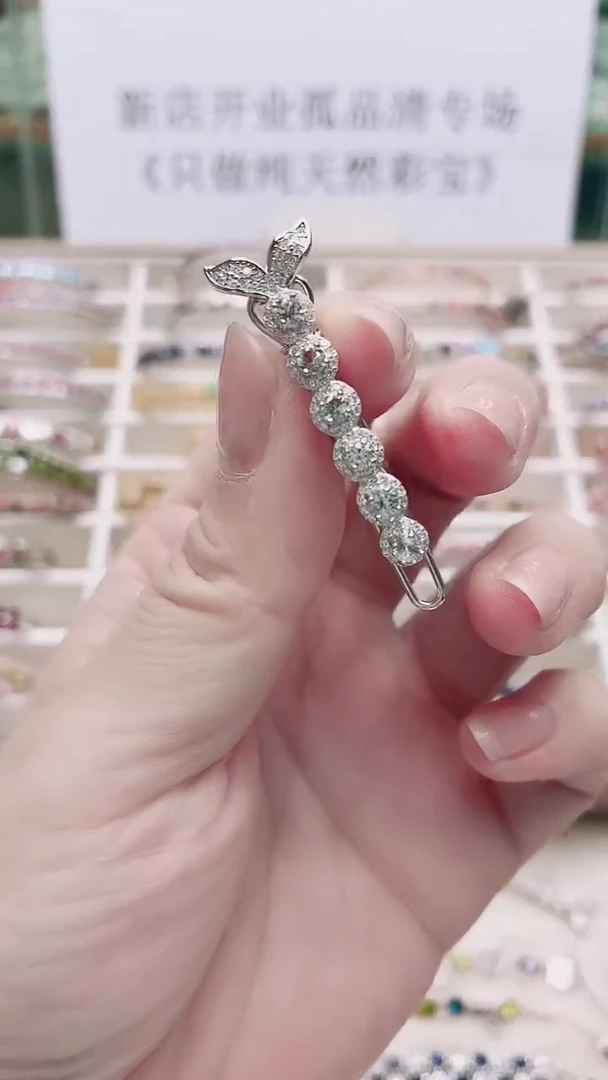 银S925镶嵌海蓝宝石发夹003ZB1128产品一个（多样性）