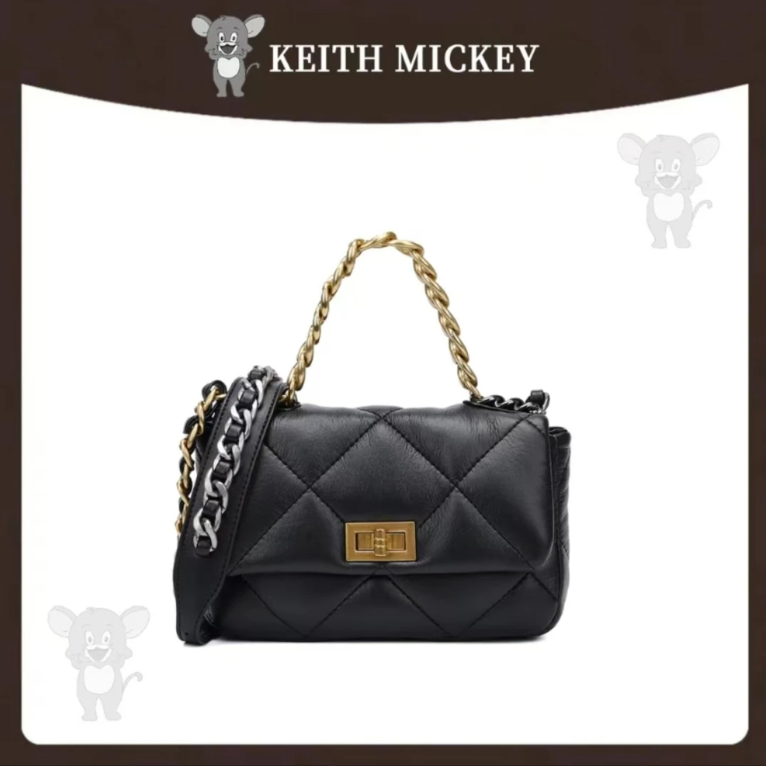 KEITH MICKEY 新款小香风百搭单肩斜挎包 A028黑色
