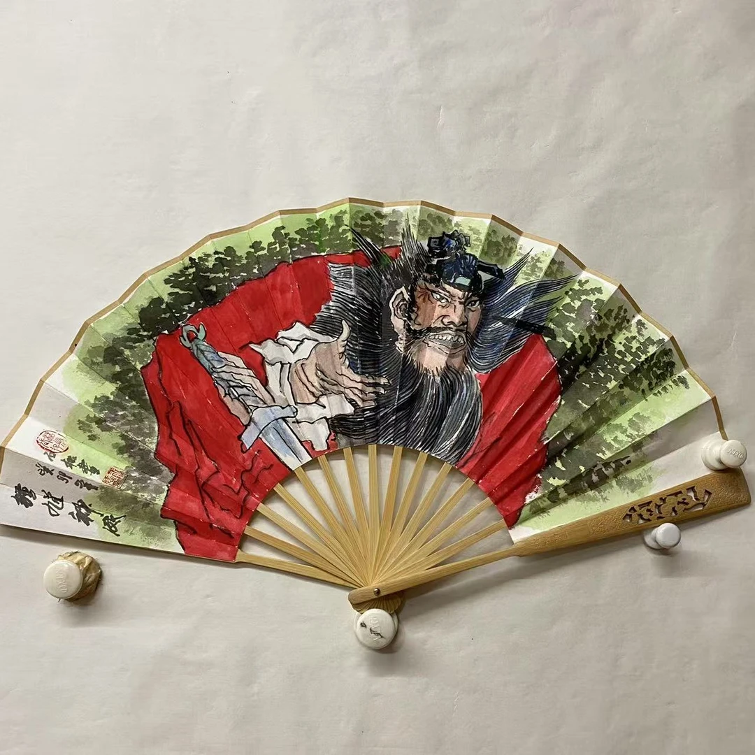 《钟馗神威》扇面王瑞忠手工原创
