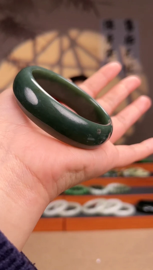 【闪购商品】和田玉（青玉）手镯未镶嵌轮胎镯（圈口备注52-63）