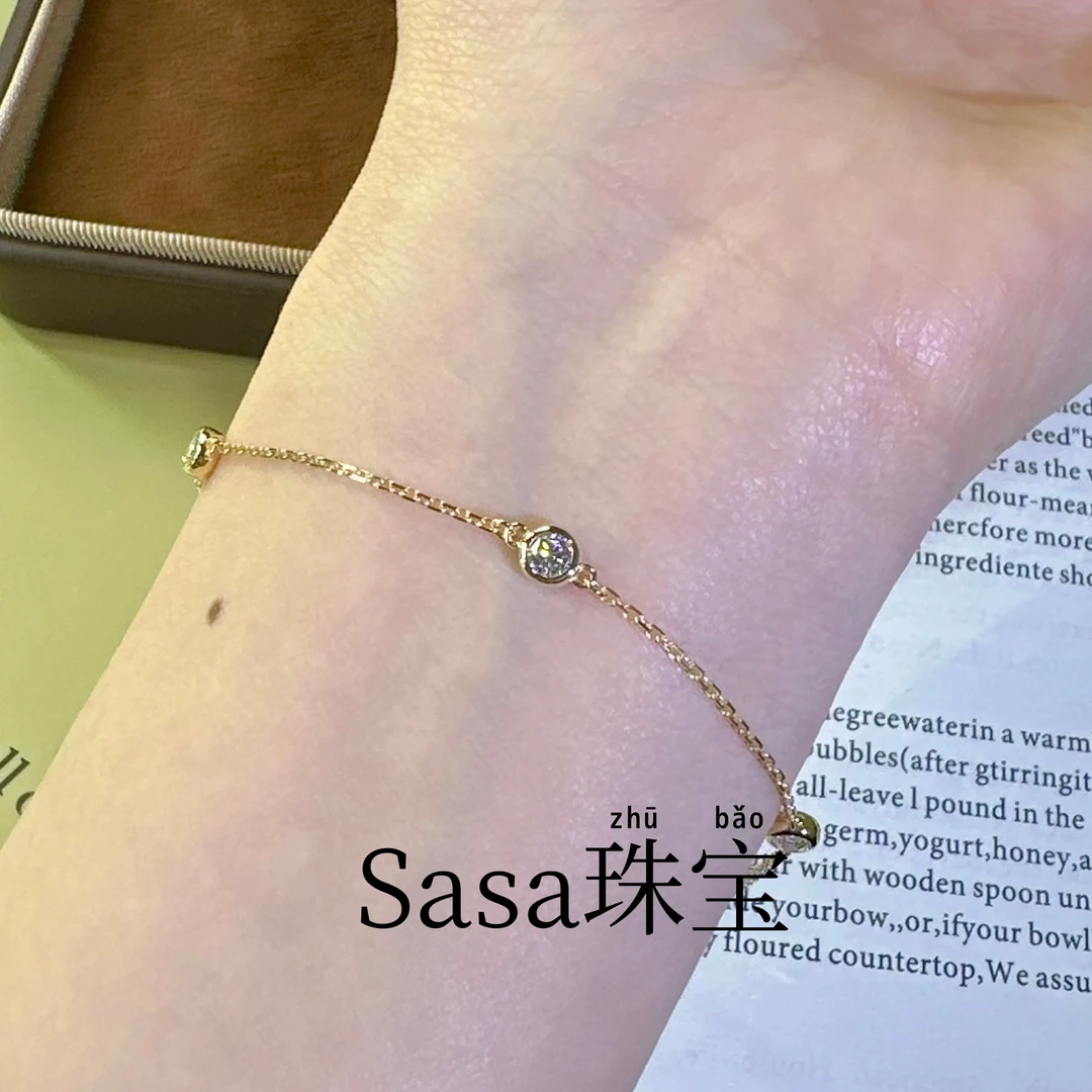 实验室培育钻石18k黄手链【泡泡钻石手链】浅金色少女 精致