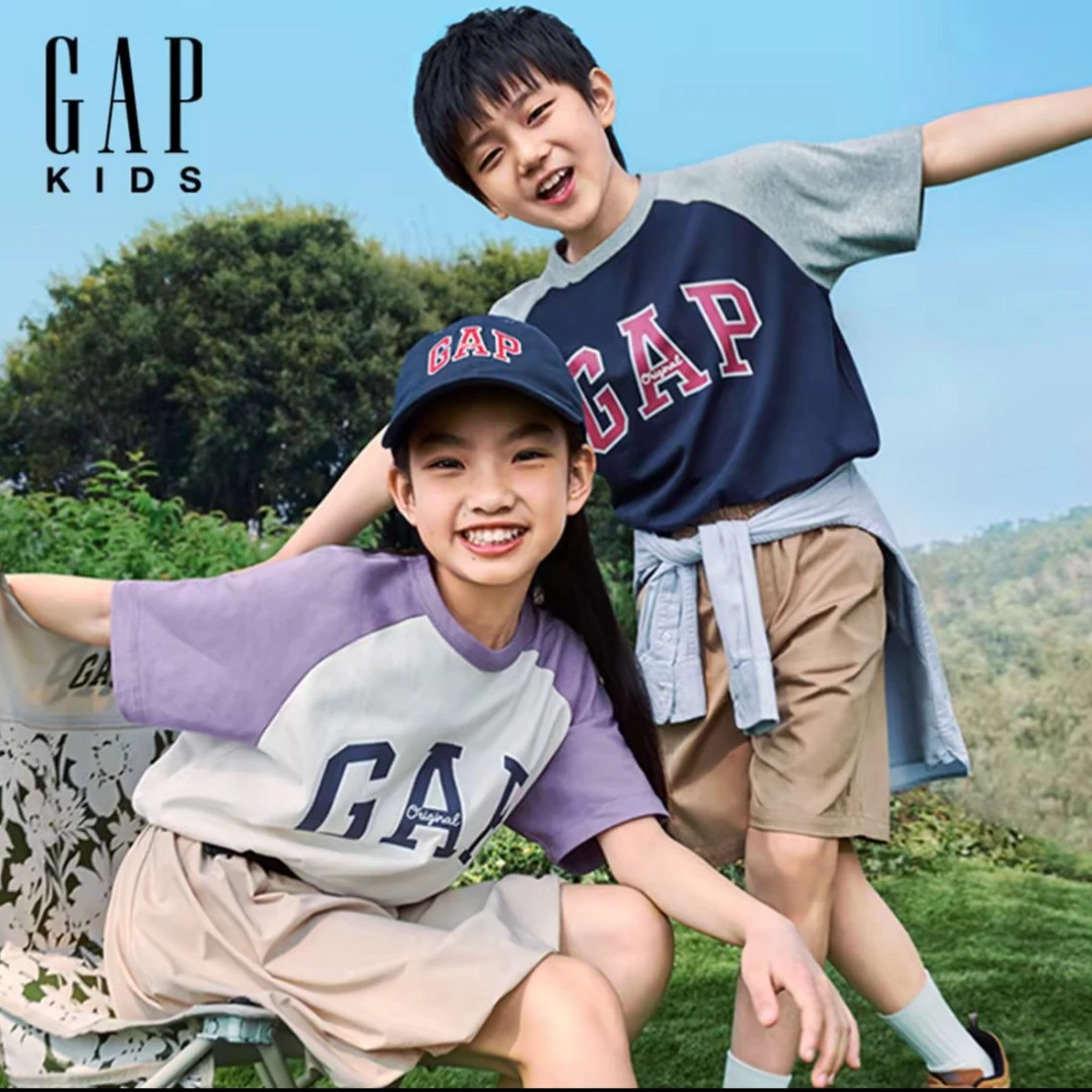 Gap夏日穿搭男女童2025春季新款纯棉短袖T恤儿童装838371
