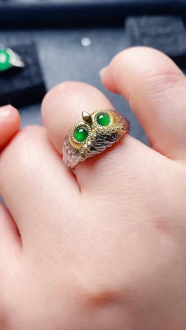 银S925镶嵌戒指翡翠111