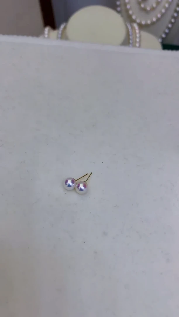 18K金镶嵌海水珍珠饰品5-6素钉定制