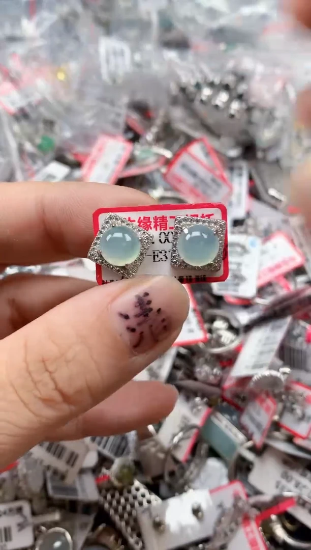 银S925镶嵌戒指翡翠天然A货缅甸翡翠