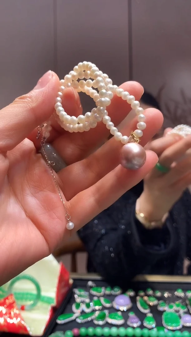 【闪购商品】淡水珍珠项链银S925镶嵌珍珠项链 