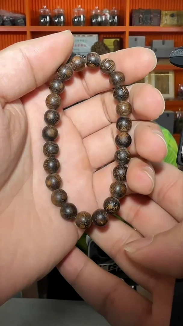 沉香手串145号单圈紫伽罗0.8多样性发一