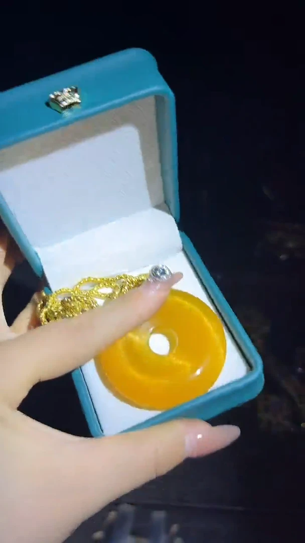 和田玉未镶嵌颈饰平安扣项链.1条huang 带盒