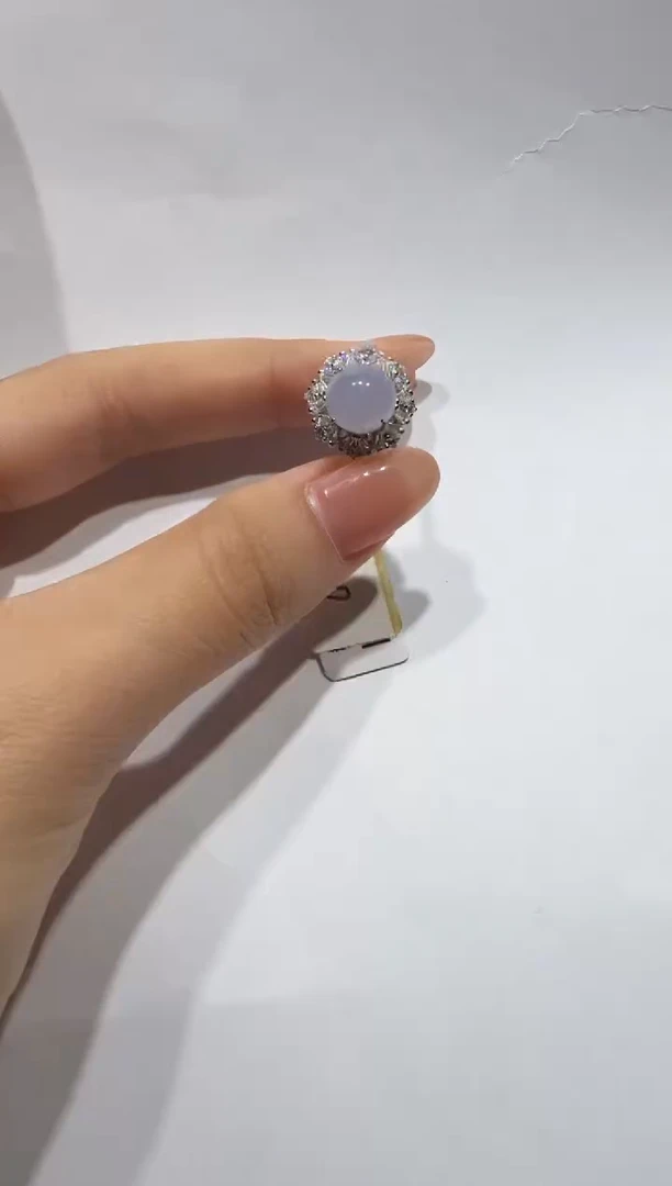 银S925镶嵌戒指翡翠缅甸A货翡翠戒指