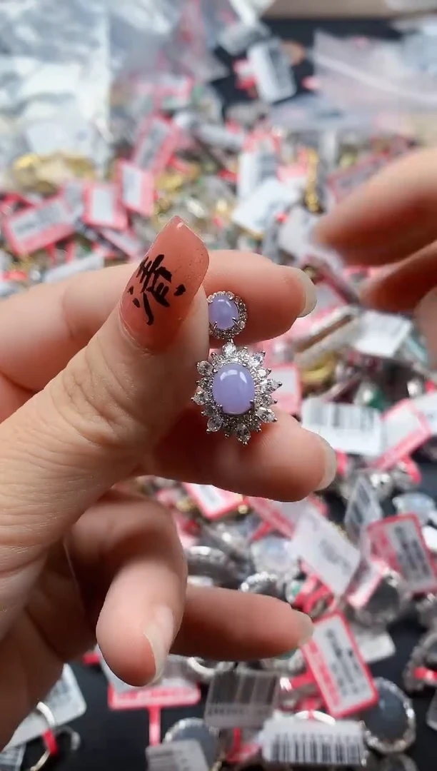 银S925镶嵌戒指翡翠天然A货缅甸翡翠