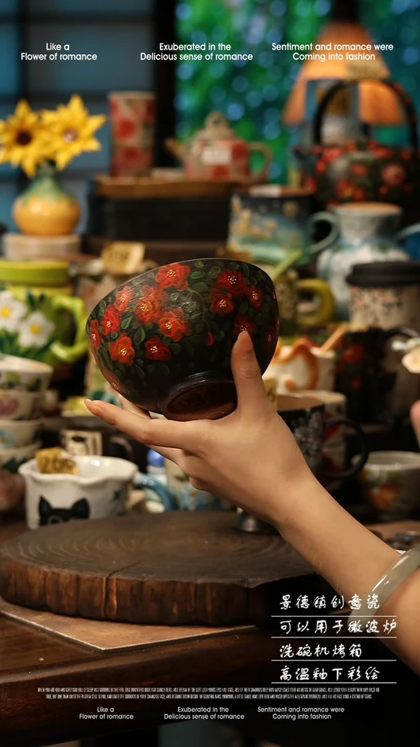 陶瓷景德镇高温釉下彩手工手绘款式