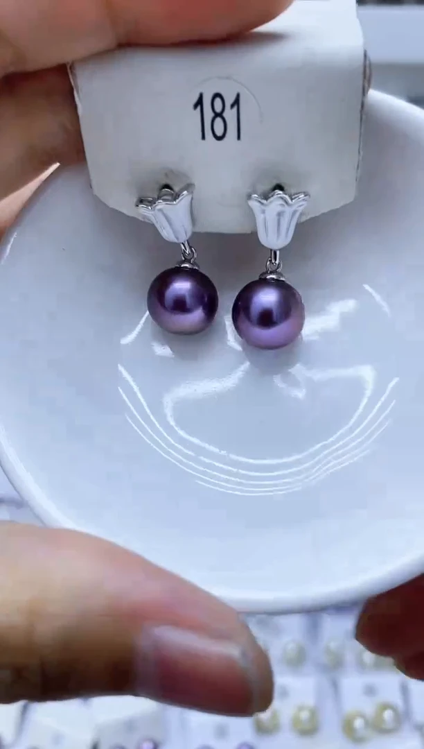 银S925镶嵌淡水珍珠耳饰181