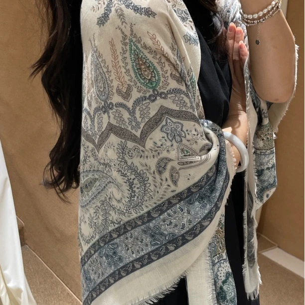 法式花园～氛围感轻薄印花防晒披肩方巾