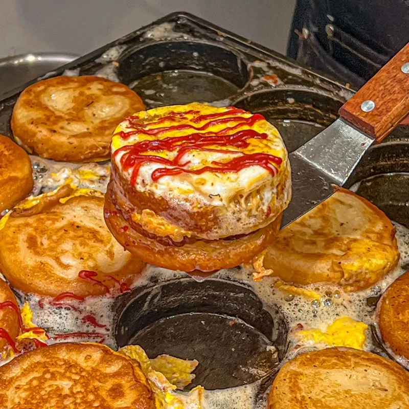 【爆款热卖】鸡蛋汉堡空气炸锅食材儿童早餐半成品速食肉馅饼商用