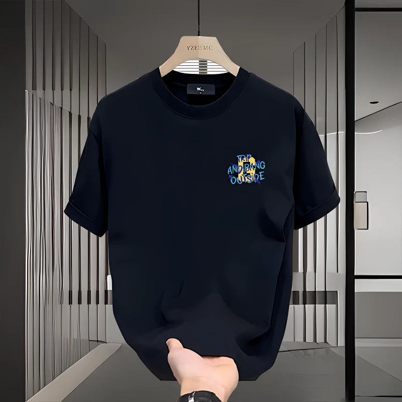 美式痞帅重棉短袖T恤青年男女款夏季ins潮牌街头宽松圆领上衣