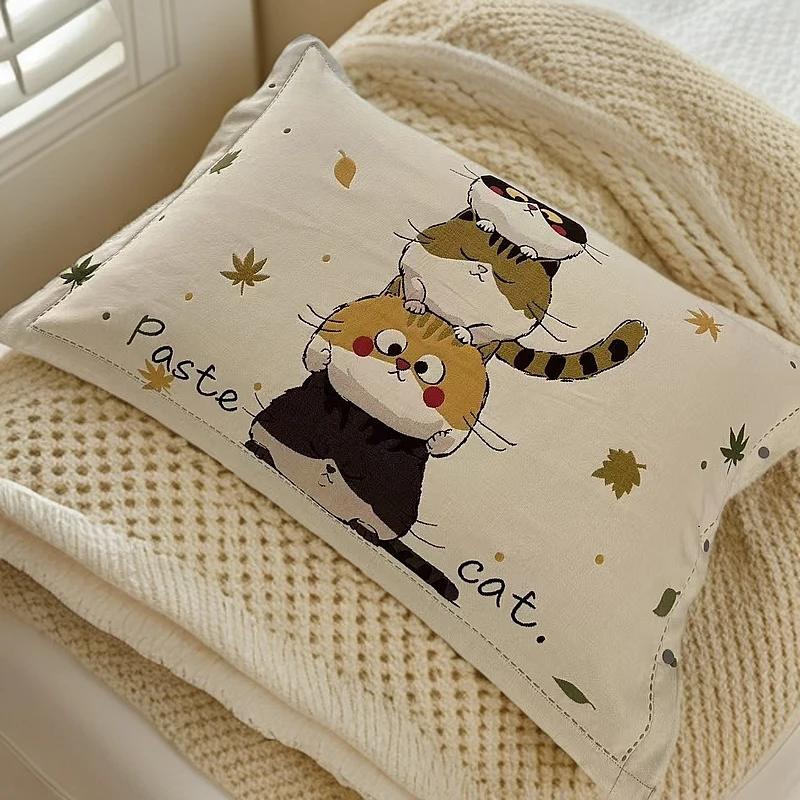 一对装枕套纯棉吸汗不掉色高端舒适家用成人亲肤加厚全棉枕头套