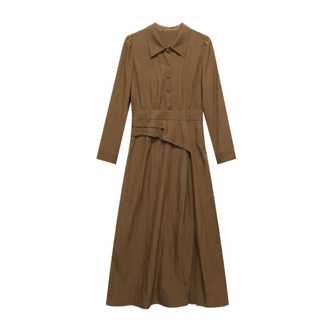 【京京】2025秋季新款长袖中长款连衣裙显瘦气质女HBZWM652103