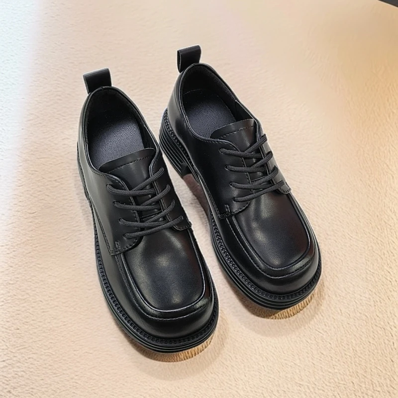 6601时尚百搭乐福鞋学院风小皮鞋春秋休闲复古厚底小皮鞋