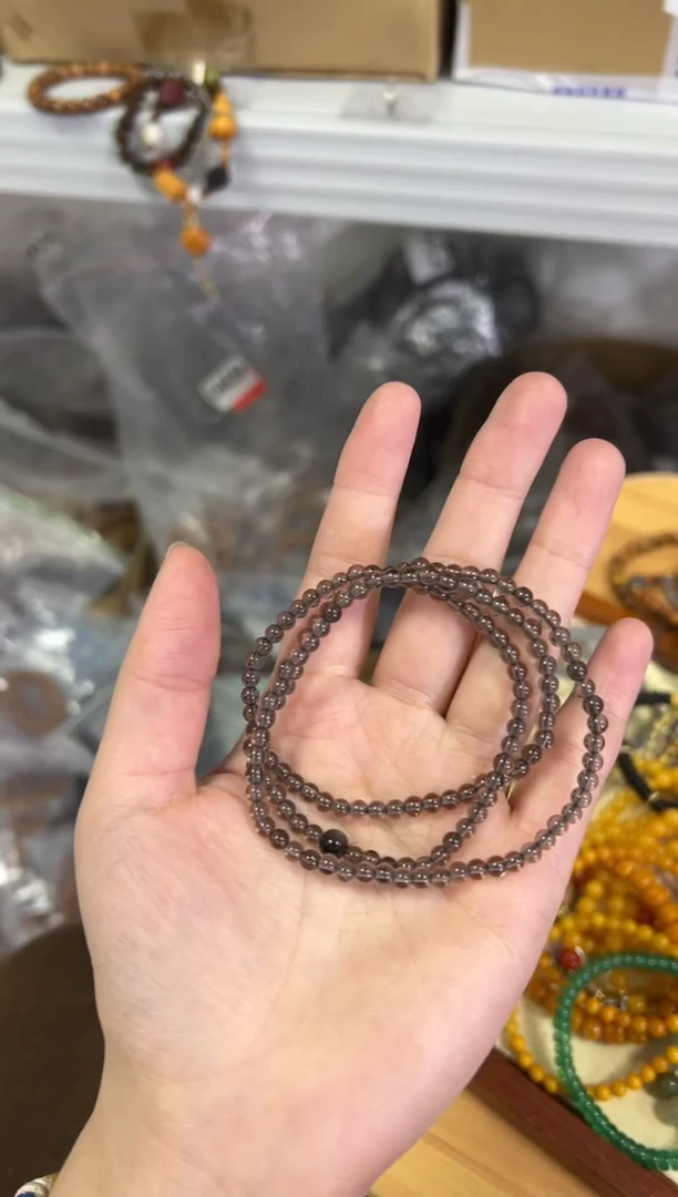 【闪购商品】水晶手链未镶嵌茶晶小米珠银耀款多圈手链[1081]