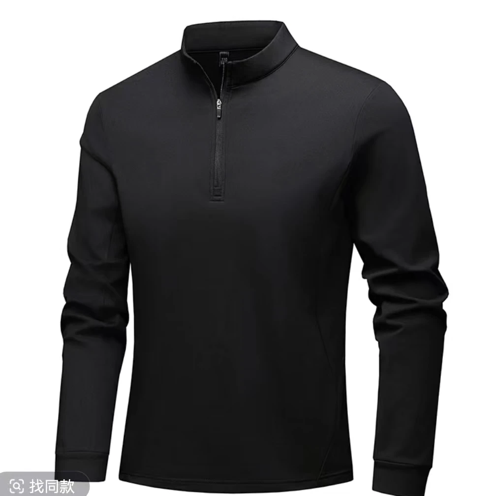 冬季拉链休闲商务休闲长袖T恤立领半拉链男士高领