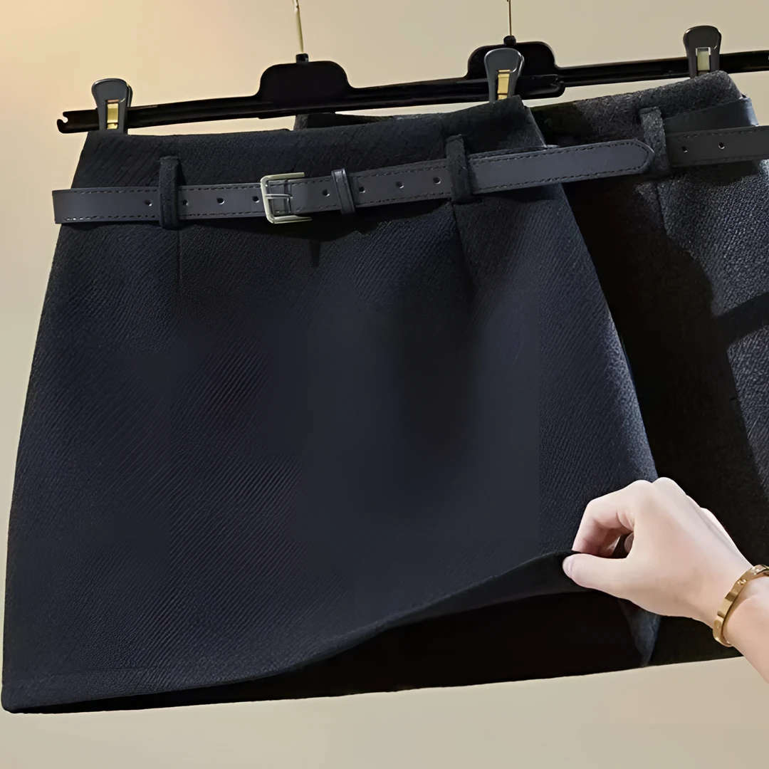 爆款百搭毛呢半身裙A秋冬新款小个子高腰显瘦a字包臀防走光短裙子