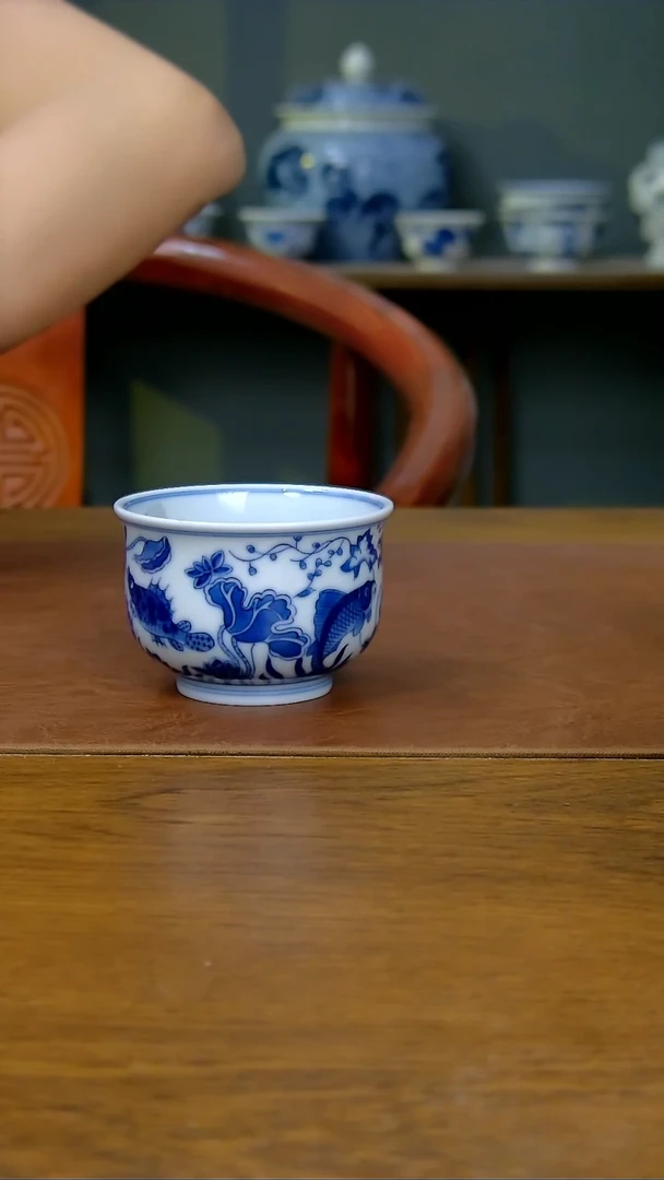 陶瓷仿成化鱼藻炉式杯（柴窑）