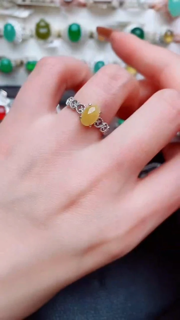 银S925镶嵌戒指翡翠...