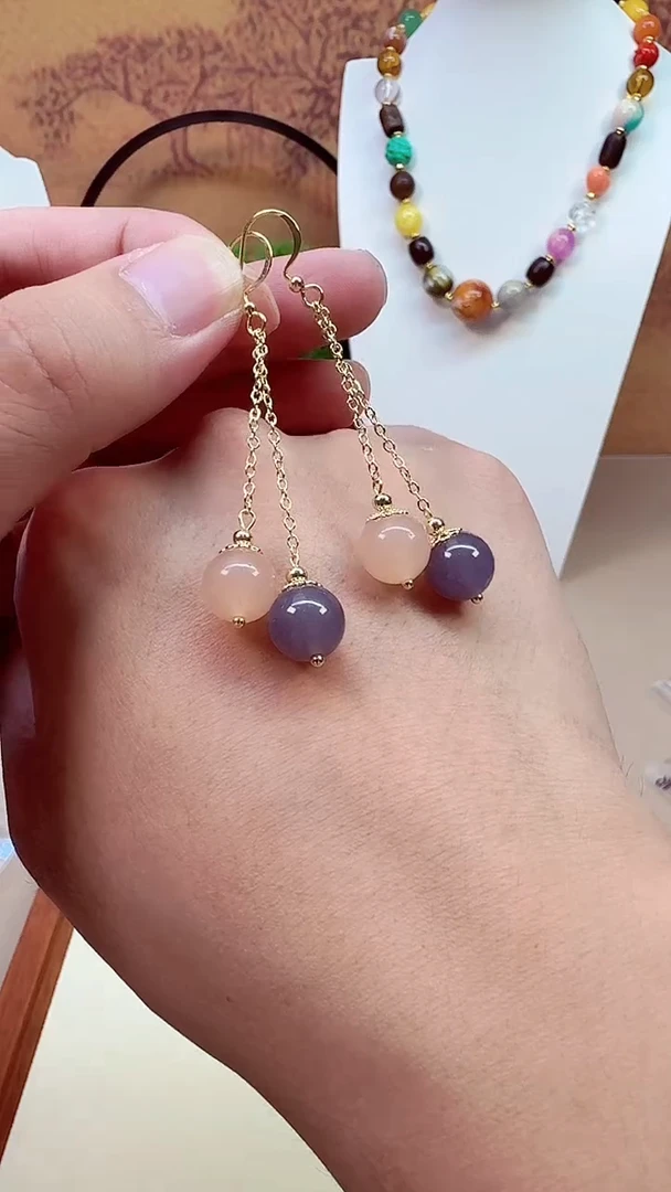 颈饰14K金镶嵌和田玉E74