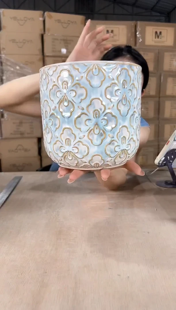 浮雕花朵梦幻蓝中号18x17