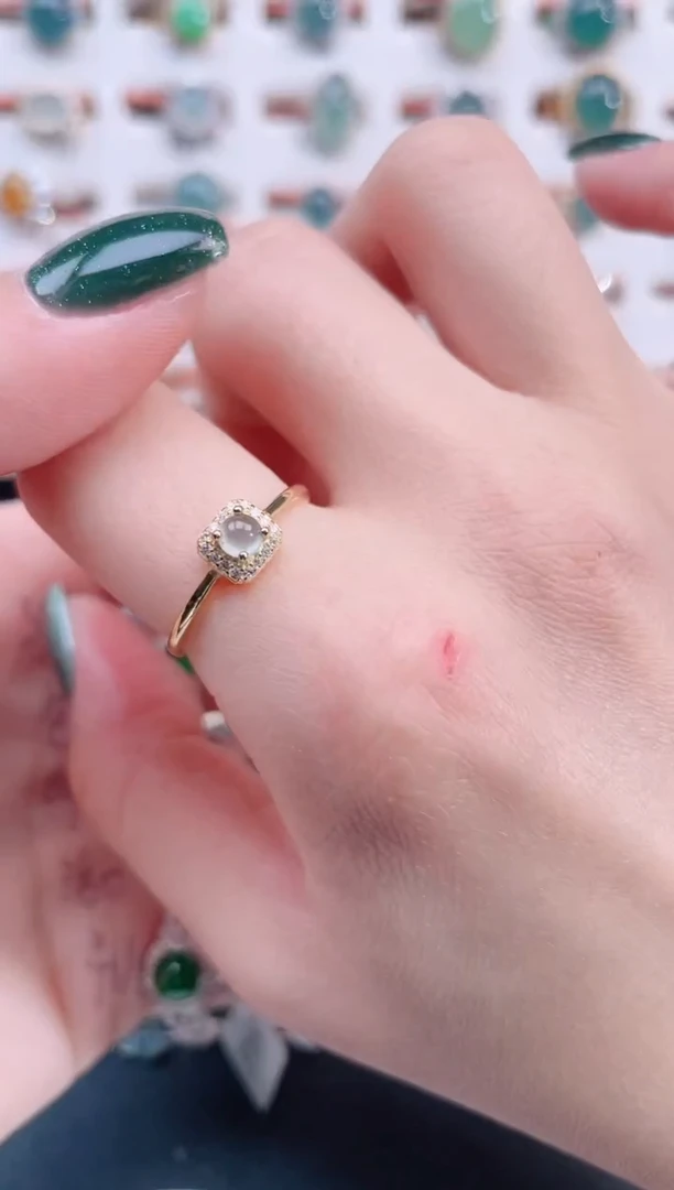银S925镶嵌戒指翡翠天然翡翠