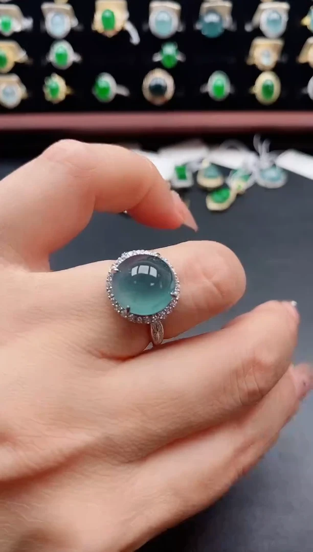 银S925镶嵌戒指翡翠1